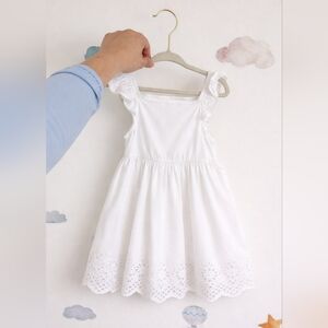 18-24- Joe Fresh White Eyelet Ruffle Strap Dress for Girls